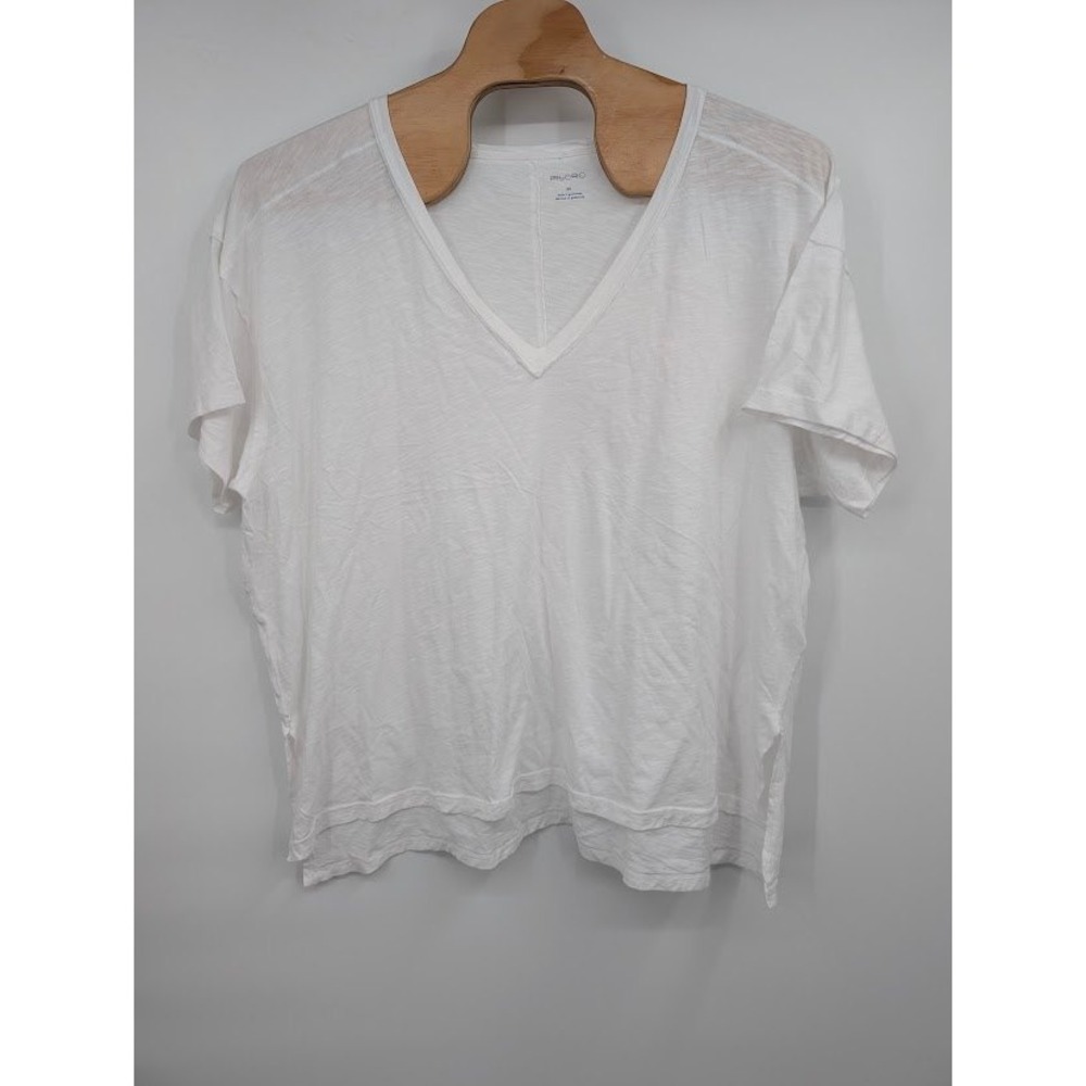 Pilcro Anthropologie‎ Jordyn Cotton-Slub Deep-V Oversized white shirt Women's 3X
